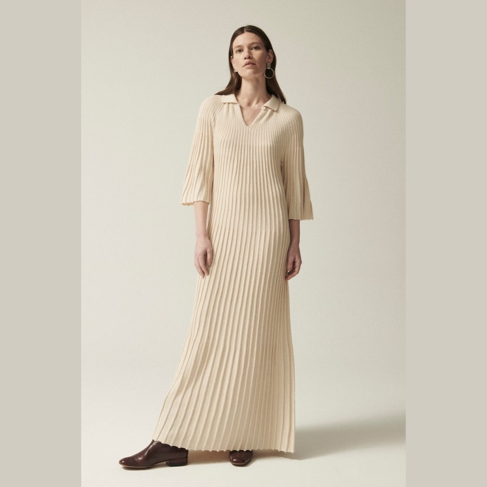 💌SOLD💌 Misha & Puff Accordion Concerto Pleated Dress Merino Wool Alpaca Silk